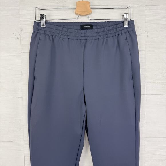 Theory Tapered Leg Pull On Pants Knit Tech Size 6 Gray Stretch Pockets Casual - Picture 4 of 16